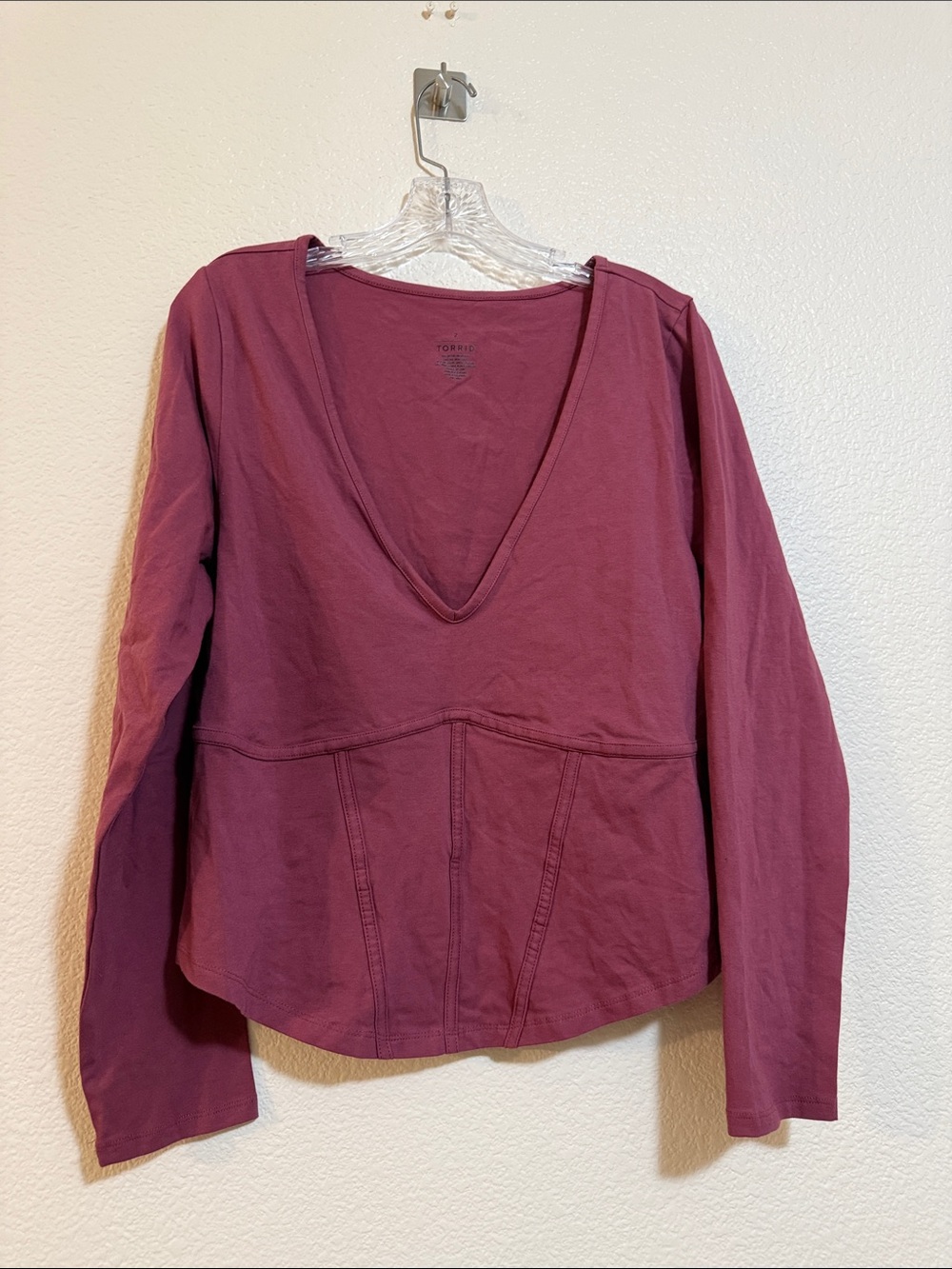 torrid Plum V-Neck Long Sleeve Top with Seamed Waist Plus size 2